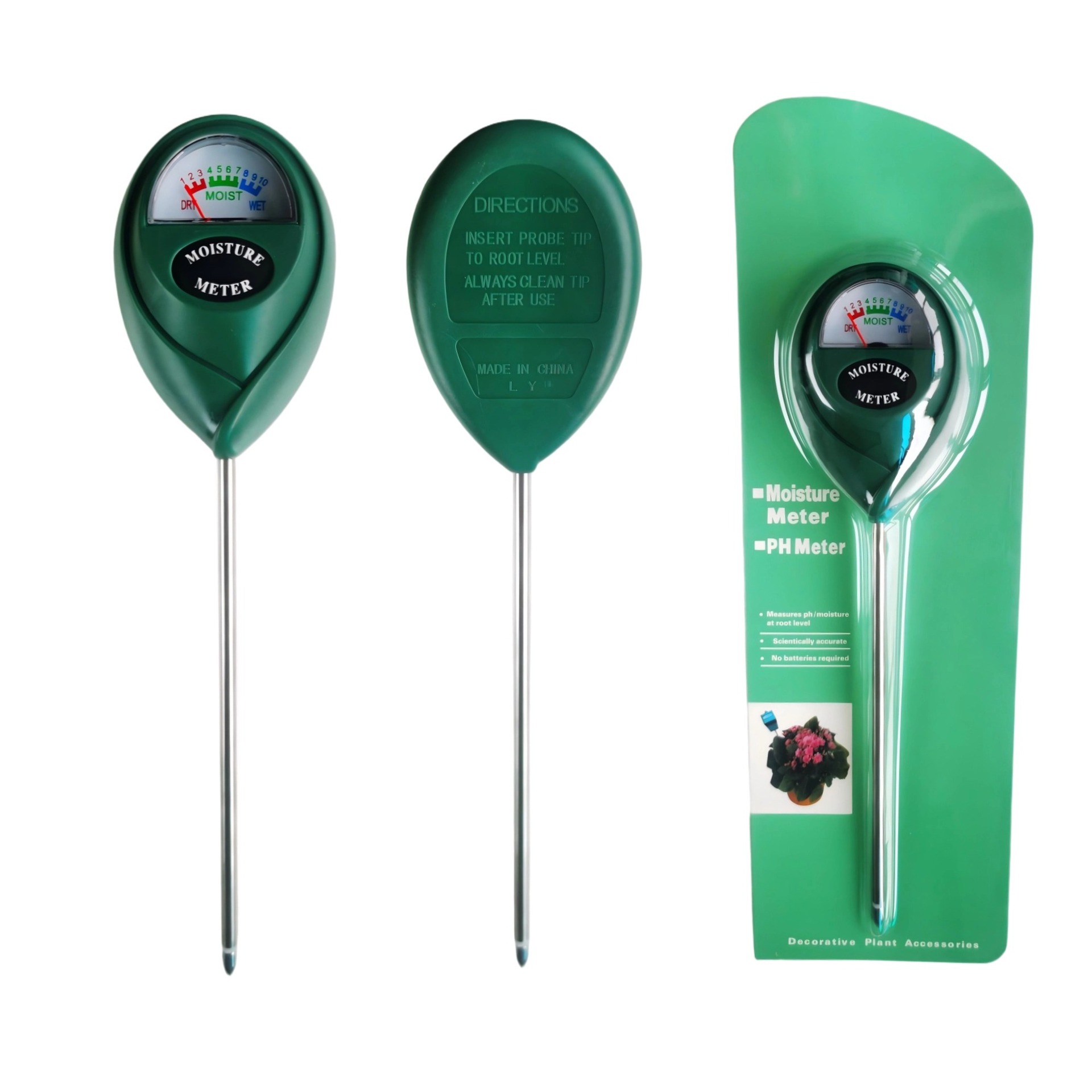 Detector de horticultura sensor de humedad del suelo detección de cabeza redonda jardín profesional portátil de aguja única humedad del suelo