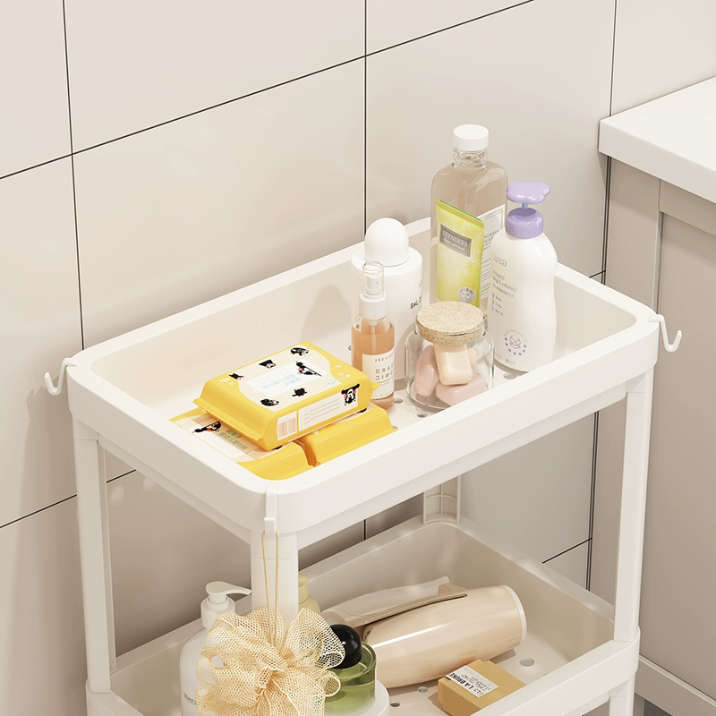 Bathroom storage rack with wheels trolley bathroom floor-standing cosmetics multi-layer storage rack living room snack storage Shentu