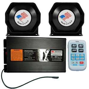 Car-mounted wireless siren, 400W loudspeaker, high-pitched alarm, and amplified speaker AS940G + octagonal horn