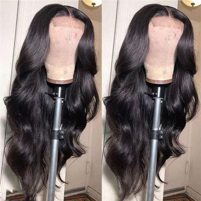 Hochtemperatur-Seidenperücke, lang, lockig, europäisch-amerikanischer Stil, Front Lace, große Wellen, synthetisches Kopfteil, durchschnittliche Größe_voghion.com