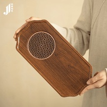 中式托盘高档茶盘家用轻奢简约科技木小型网格干泡盘复古茶垫
