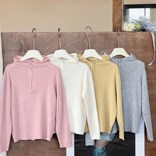 艾摩贝贝2025春儿童纯色休闲毛衣外套男女童洋气连帽半拉链针织衫