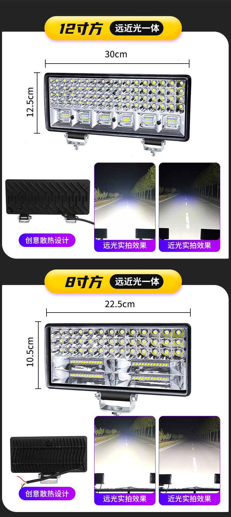 Car Led Spotlights, Ultra-Bright 12V 24V for Trucks, Excavators, Construction Vehicles, Forklifts, Modified High-Intensity Headlights, and Strong Backup Lights