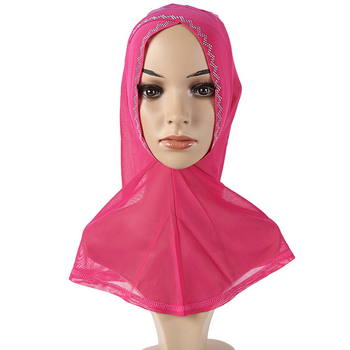 Cross-border Ethnic Network Bend Drill Cross Bottoming Cap Rhinestone Headgear Type Bottoming Cap Hui Muslim Malaysian Simple Headscarf