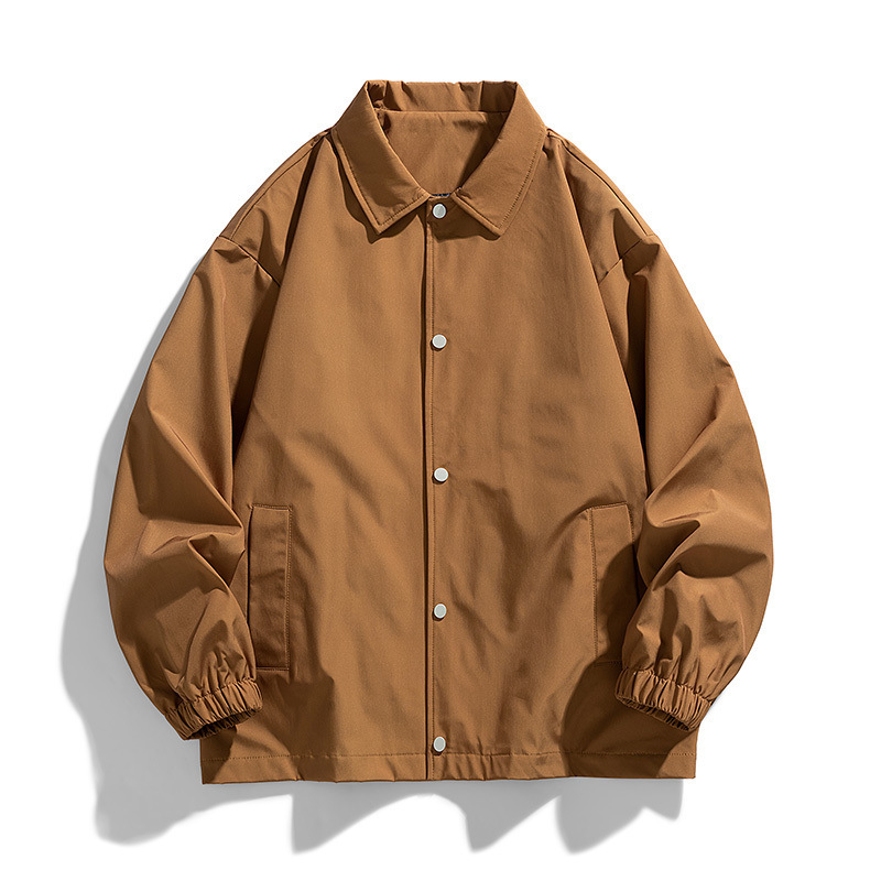 Cross-border Custom Printed LOGO Coach Jacket Men's Spring and Autumn Loose Lapel Solid Color Casual All-match Jacket Men's Cross-border Custom Printed LOGO Coach Jacket Men's Spring and Autumn Loose Lapel Solid Color Casual All-match Jacket Men's