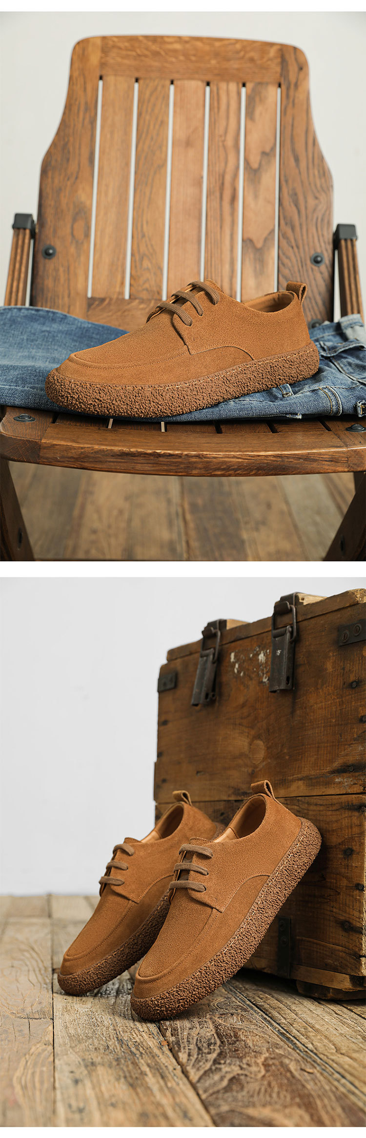 Spring new leather suede cowhide low-top lace-up outdoor wear-resistant retro casual shoes_vogvips.com