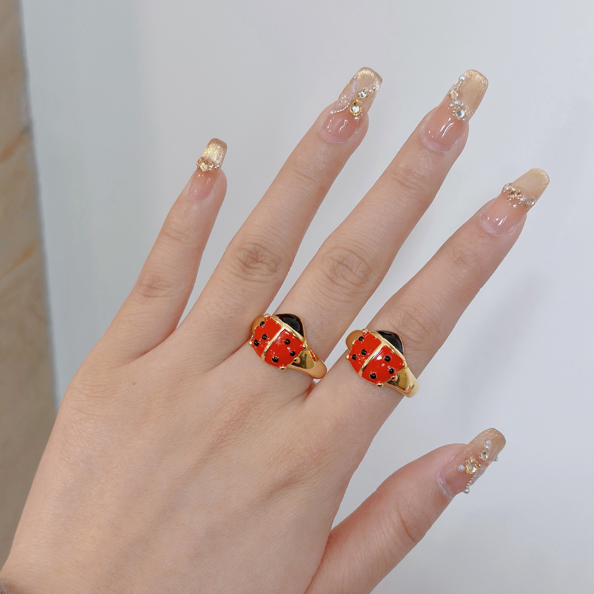 Ladybugs Pattern All Seasons Season Wholesale Jewelry Vintage Style Classic Style Ladybugs Copper Plating Open Rings