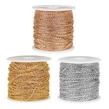 14K不锈钢真空电镀项链材料3mm扁o字链diy饰品配件不掉色钛钢链条