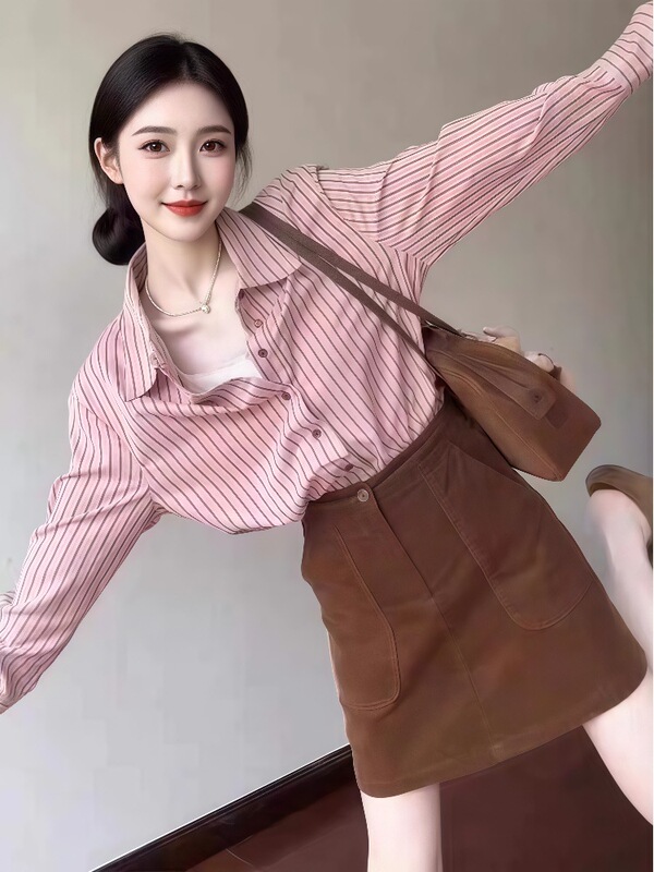 秋季女装2025新款韩系穿搭配一整套时尚巨好看高级感衬衫两件套|undefined