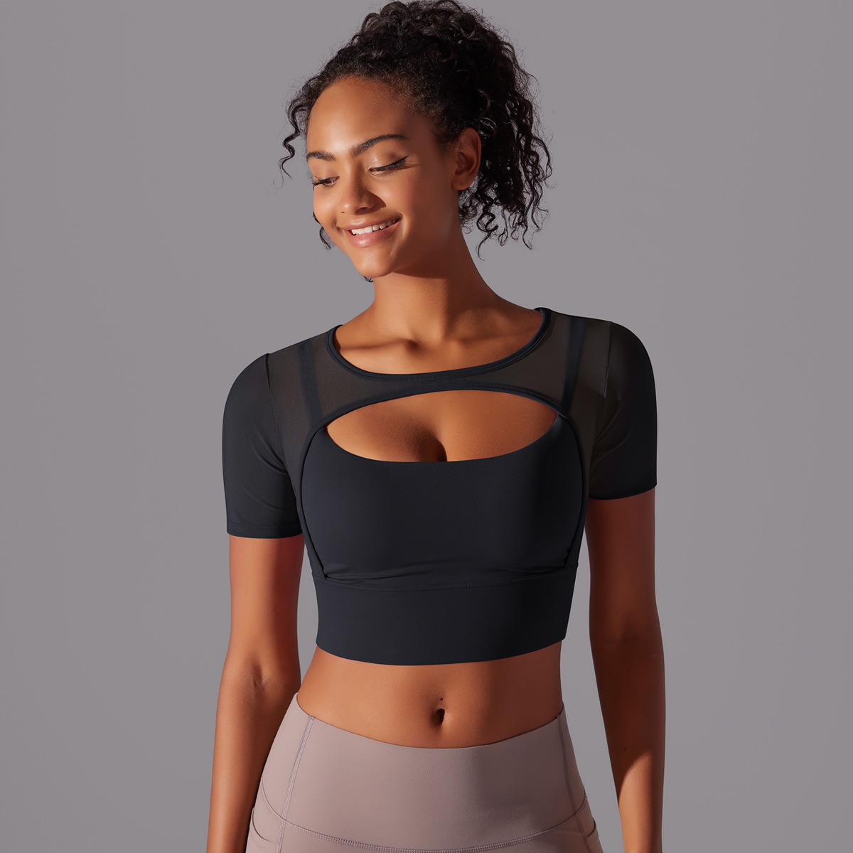 182g Weight Short Sleeve Sleeve Length Pullovers Placket Type Nylon, Spandex Fabric Type Short Top Length T-shirt Tops Type Yoga, Sports Occasion Round Neck Neckline Solid Color Pattern Women Gender Hollow Out Craft Fitness Sport Style Solid Color Nylon Spandex Round Neck Hollow Out Active Tops T-shirt 31