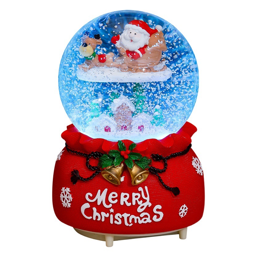 Santa Claus bola de cristal caja de música TikTok caliente nieve automática luces de regalo de Navidad al por mayor
