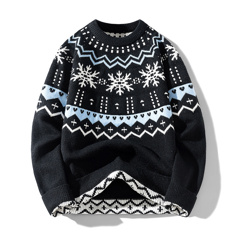 Explosiones transfronterizas de tamaño europeo gran tamaño Fair Island Jacquard jersey suéter hombre flocos de nieve Navidad otoño invierno fábrica de marea mayorista