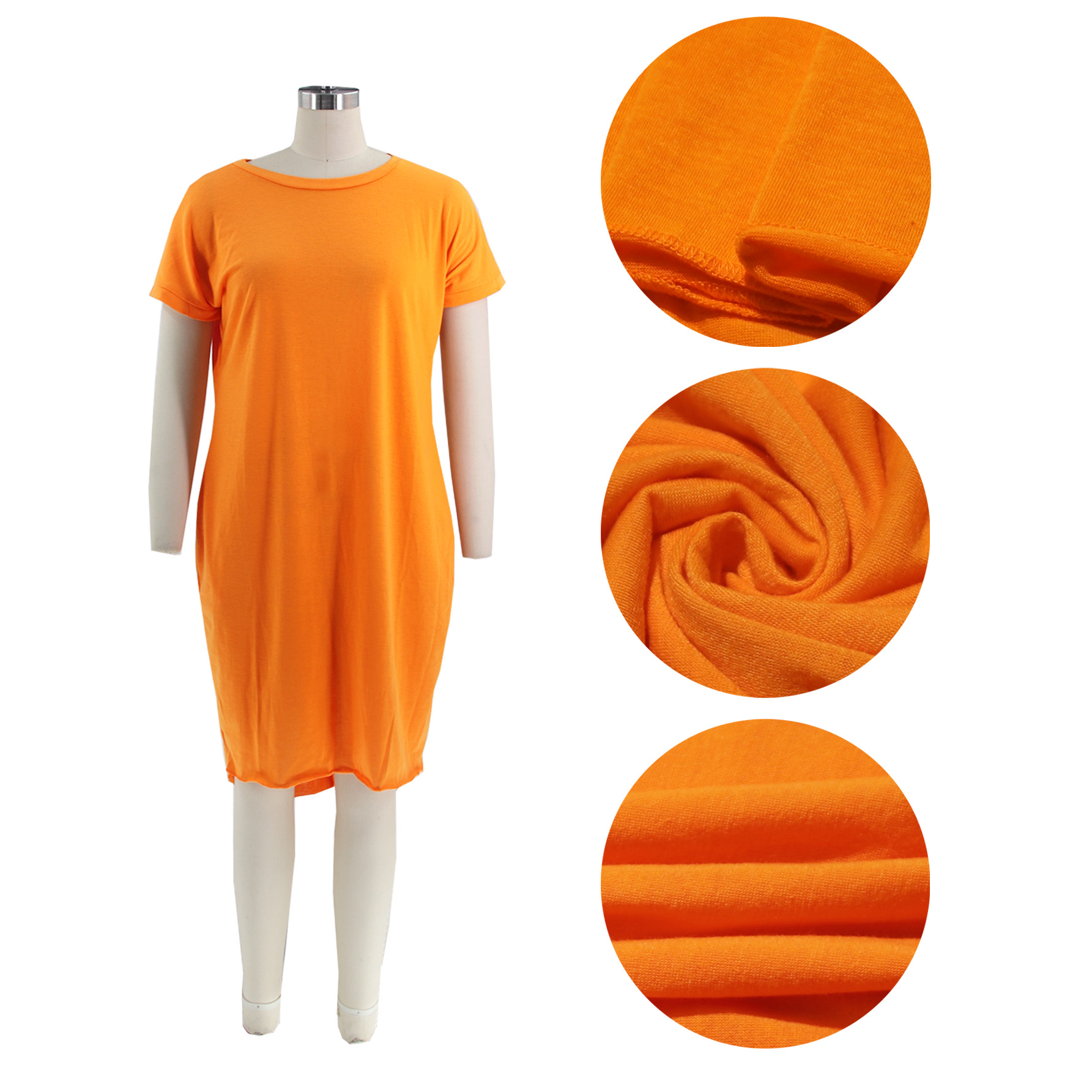 Summer Solid Color Pocket Front Short Back Length Irregular Asymmetric Dress