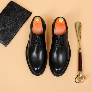 Spring New Leather Shoes Men's Genuine Leather Business Casual Men's Leather Shoes Formal Men's Shoes Derby Shoes Work Work Clothing Leather Shoes