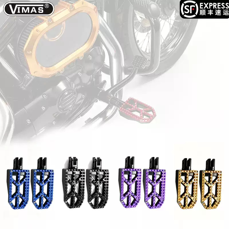 Factory Direct Sales of Aluminum Alloy Two-Tone Front and Rear Footrests Suitable for Harley Models from 2014 Onwards, Including Softail Breakout, Street Bob, Road King