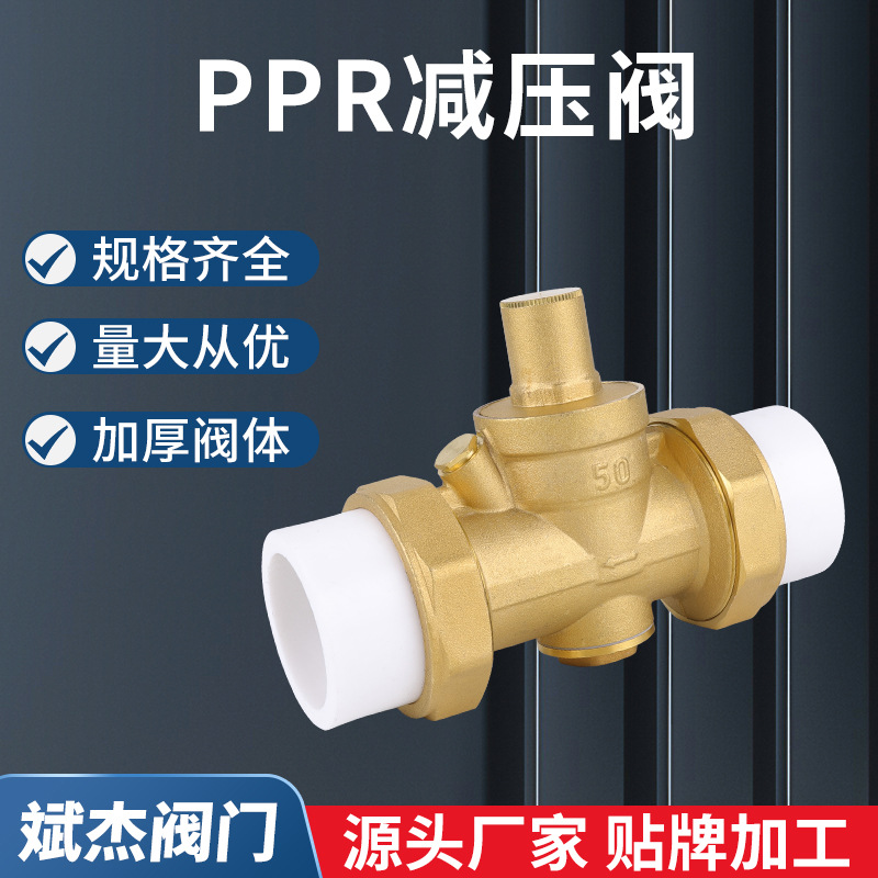 PPR减压阀自来水管热水器稳压可调式恒压阀4分PE接头双活接单向阀