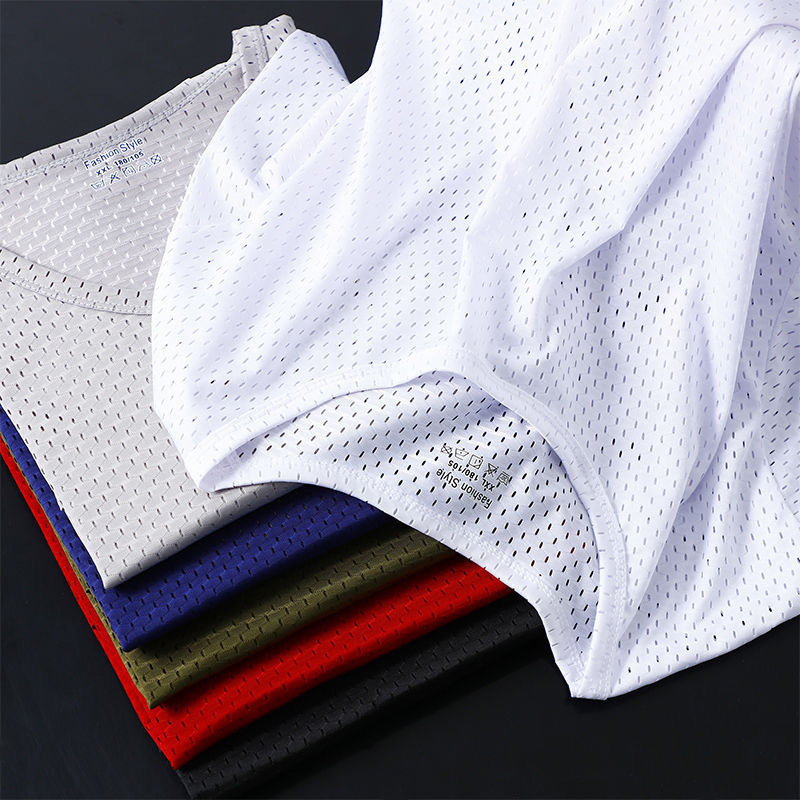 2025 Summer Men's Ice Mesh Short-Sleeved T-Shirt Round Neck Short-Sleeved Top Loose Large Size Breathable Sweatshirt Quick-Drying 2025 Summer Men's Ice Mesh Short-Sleeved T-Shirt Round Neck Short-Sleeved Top Loose Large Size Breathable Sweatshirt Quick-Drying