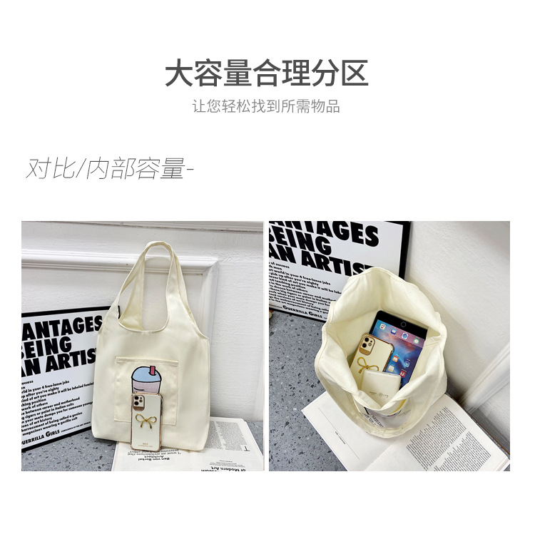 Wholesale vest canvas bags, large capacity o creative large capacity shopping bags, hand-held canvas tote bags undefined