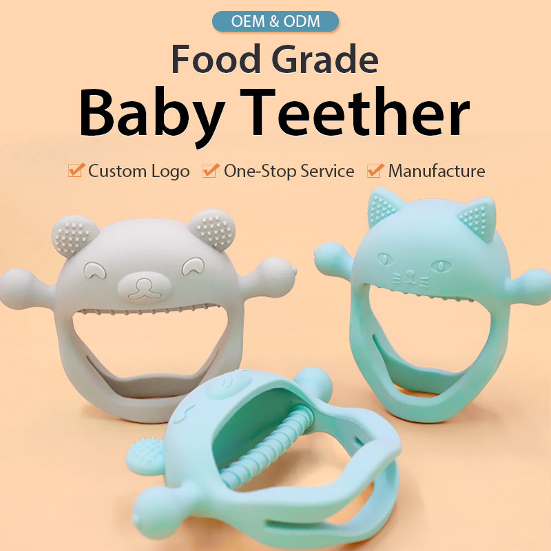 Gato silicona bebé mano guantes dentición juguete bebé teether