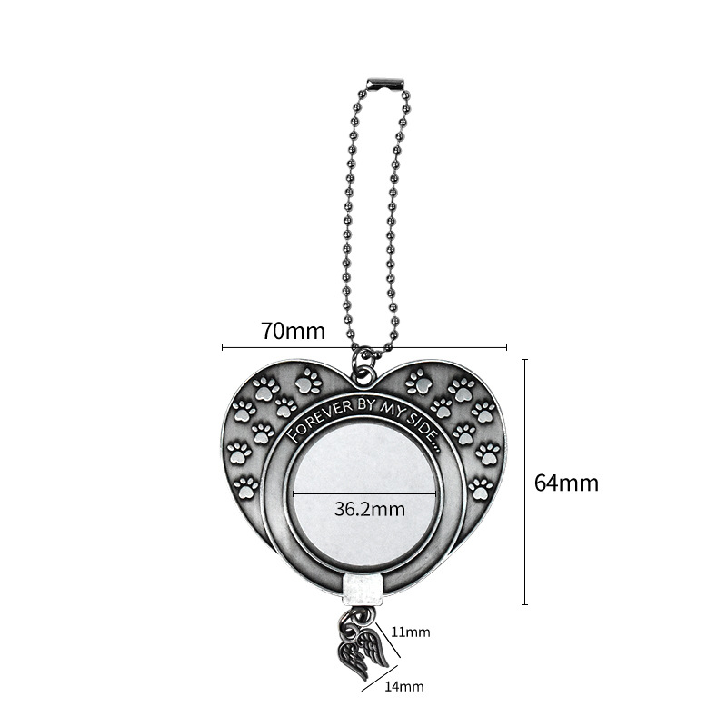 Ventas transfronterizas calientes en blanco de transferencia de calor colgante en forma de corazón de automóviles colgantes de aluminio llaveros de metal Europa y América aleación de regalo