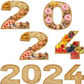 2024木制数字熟食盒可填写数字食品托盘糖果纸杯蛋糕容器水果拼盘