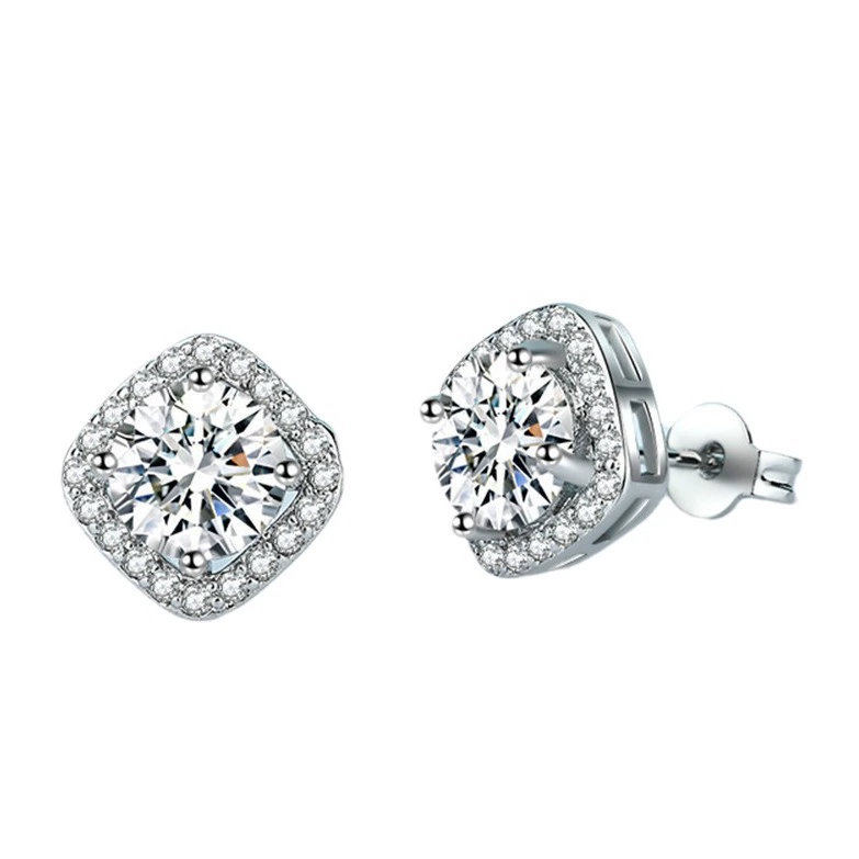 Earrings with zircon, silver 925 sample