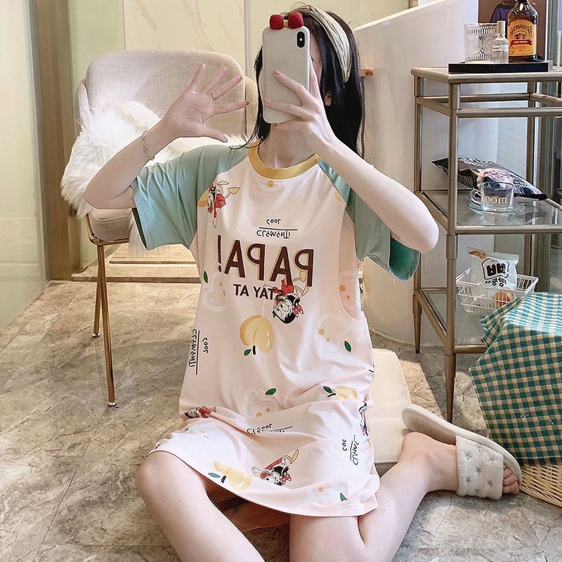 マタニティドレス授乳通気性夏半袖パジャマ授乳ネグリジェ吸汗性産後服産後薄い夏|undefined