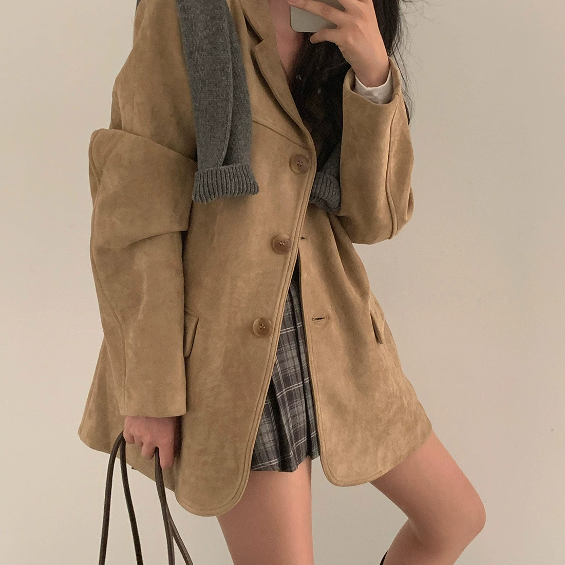 Retro velvet long-sleeve, classic suit jacket, Korean style, autumn, French retro style, oversize