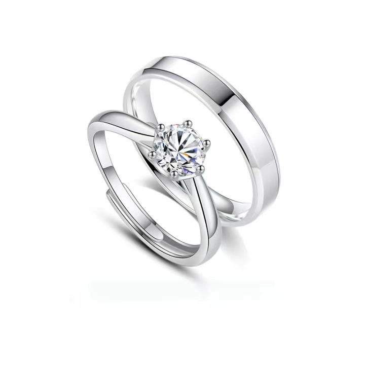 Couple Rings Adjustable Silver Engagement Ring For Lovers_voghion.com