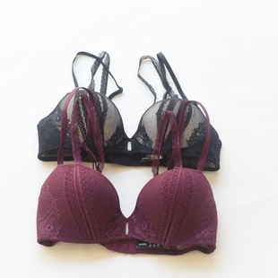 French Girl's Lace Underwear Thin Nipped-up Anti-sagging Big Chest Small Bra Sexy Bra suit