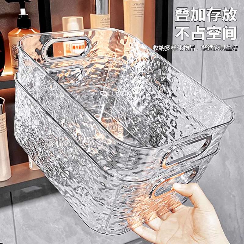 Caja de almacenamiento acrílica de lujo ligera máscara transparente de escritorio para productos de cuidado de la piel cosméticos cesta de almacenamiento bocadillos caja de acabado