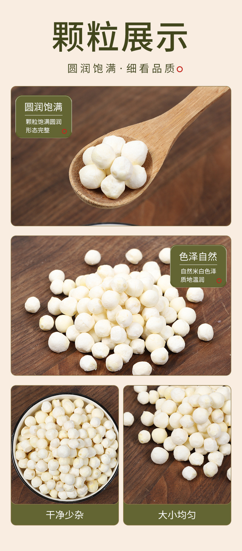 Fresh Peeled Gorgon Fruit Qian Shi 500g Large Granules Vacuum Packed Seasonal Euryale Seeds quality and texture