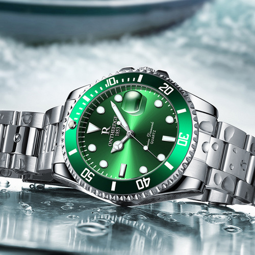 Ruizhiyuan brand watch cross-border foreign trade labor luminous waterproof Lux green water ghost watch men's quartz watch men's watch