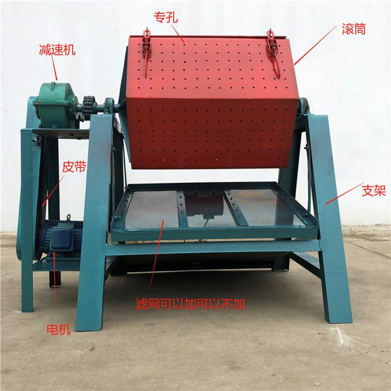 钢铁件除锈翻新机 抽尘式六角滚筒抛光机 大批量火烧铁除锈干磨机
