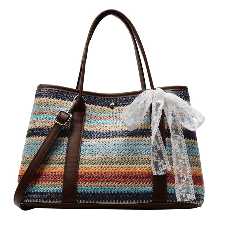 Paja tejida de color bolso de mano 2026 nuevo estilo transfronterizo vacaciones de estilo de alta calidad en la playa bolso de hombro