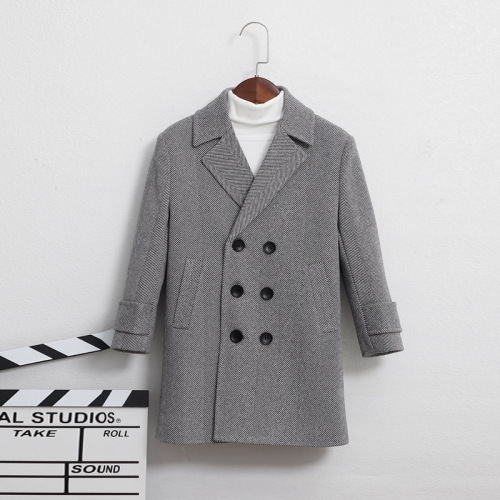 Boys' quilted woolen coat  winter children's fashion thickened woolen windbreaker medium and large children's performance clothing jacket