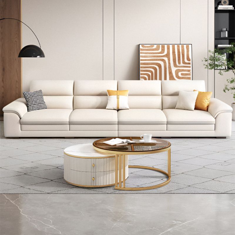 Italian Minimalist Small Apartment Technology Fabric Sofa Living Room Modern Simple Straight Row Three-Person Light Luxury 2025 New Style