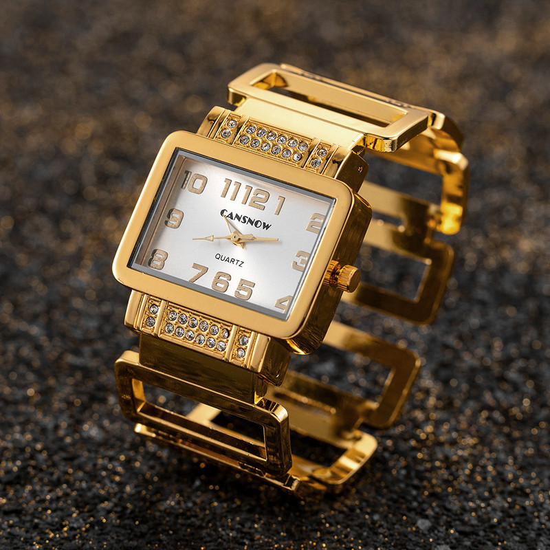 Fashion Women's Watch CANSNOW Luxury Gold and Silver Watch Exquisite Personality Bracelet Watch Rectangular Dial Women Fashion Women's Watch CANSNOW Luxury Gold and Silver Watch Exquisite Personality Bracelet Watch Rectangular Dial Women