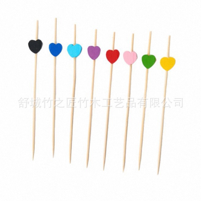 Palillos de Bambú con Corazón Desechables para Cócteles y Postres image 6