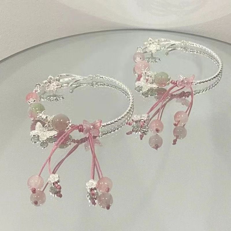 Spring Cherry Blossom Pink Butterfly Bracelet Temperament Exquisite Design Bracelet High Color Value Chinese Sweet Student Bracelet