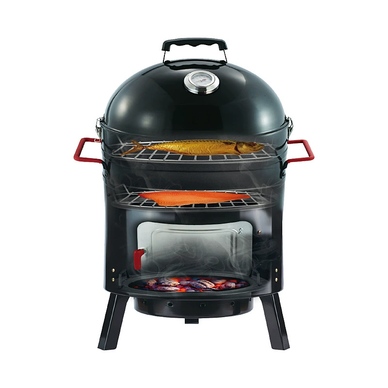 Угольный гриль для домашнего использования, подходящий для жарки сладкого картофеля, заваривания чая, барбекю и копчения на открытом воздухе, с двухслойной решеткой для жарки бекона в помещении.