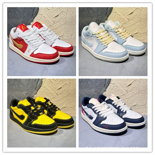 Putian Shoes Embroidered K Low-Top Q Red and White Poker Aj1 Joe 1 Generation White Red Gold Jordan Basketball Shoes Series Black Gold