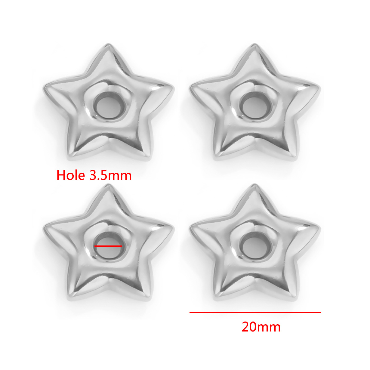 18K, Real Gold Plated Plating Moon Pattern All Seasons Season Hole 3~3.9mm 304 Stainless Steel Ion Plating (IP) Real Gold Plated Moon Polished Pendant Jewelry Accessories