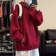 Factory wholesale hooded fleece-lined solid color sweater men's and women's fashion loose leisure Joker to figure printed LOGO