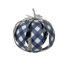 铁艺南瓜蓝白格子烛台摆件仿真电子蜡烛花园户外庭院灯造景灯装饰