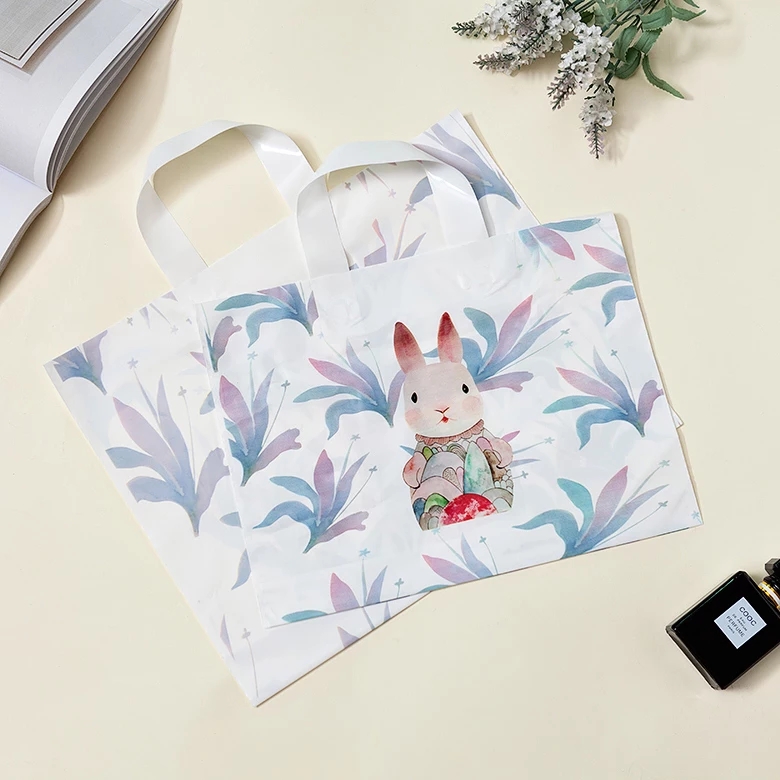 Tienda de ropa bolsa de mano flores y pájaros ropa de mujer moda regalos de plástico bolsa de compras embalaje personalizado