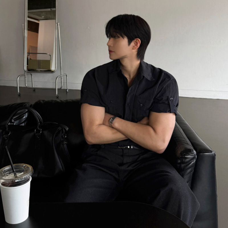 Myq Light Mature Style Short-Sleeved Shirt for Men, Summer Loose Casual Shirt, Korean Style Work Clothing Style, Husband-Like Outfit