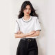 Real shot spot minimalist paper stitching white T-shirt solid color commuter crew neck short sleeve simple jacket