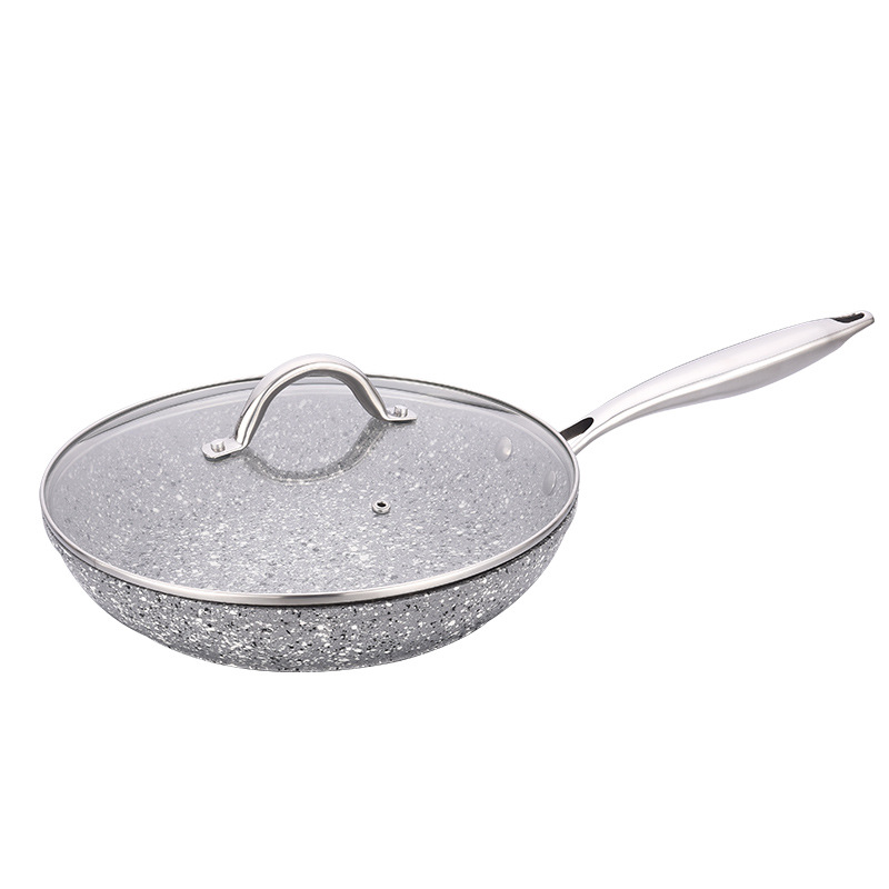 뚜껑이 있는 화강암 컬러 스틸 손잡이 28cm