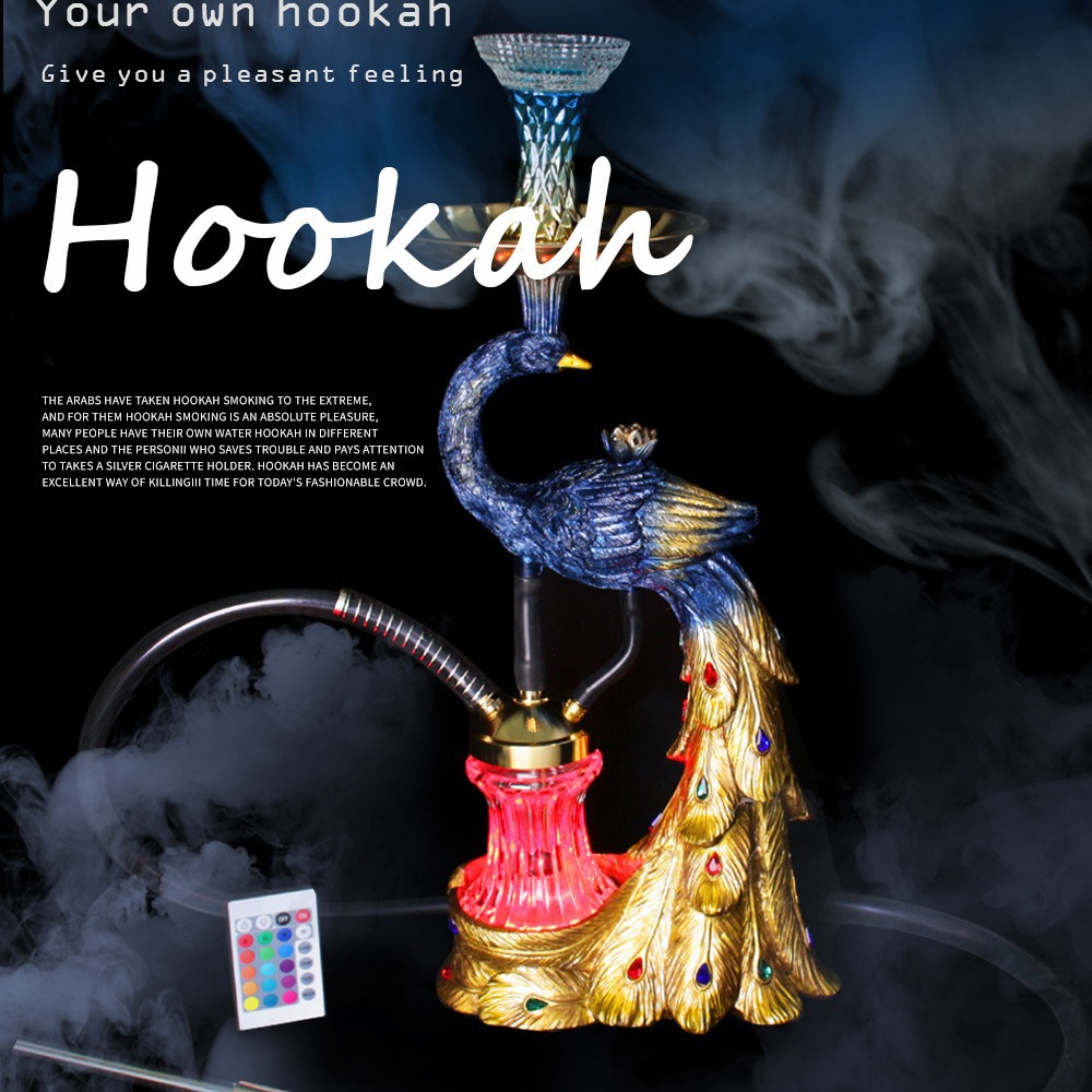 厂家供应阿拉伯水烟优雅孔雀①创意造型水烟背上出烟树脂工艺水烟